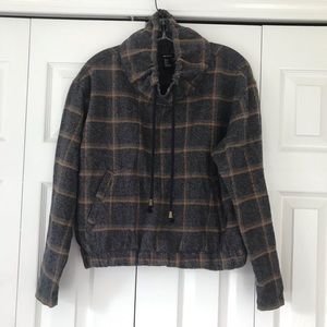 Forever 21 Orange & Gray Plaid Pullover